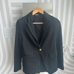 Black Express Blazer with gold buttons